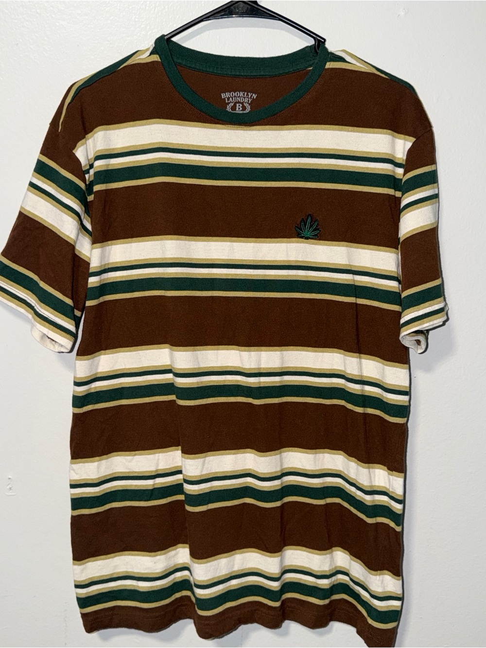Brooklyn Laundry Women's Brown Striped Short Sleeve Tee